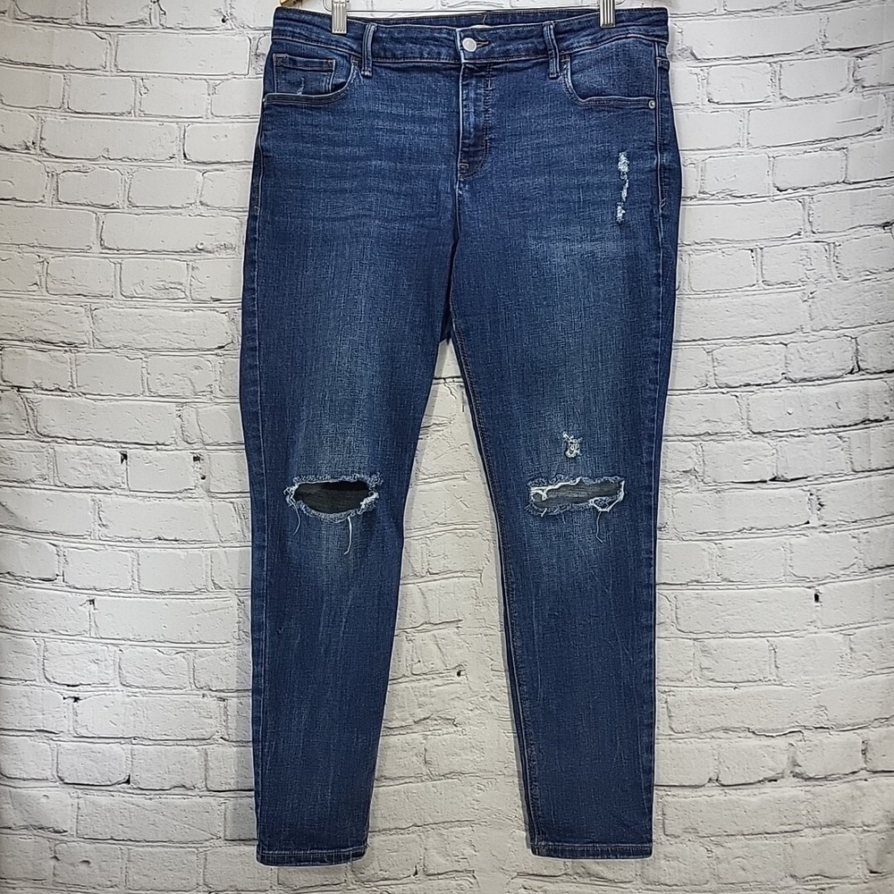 Old Navy Rockstar Jeans Womens Sz 14 Super Skinnyโ Ankle Distressed